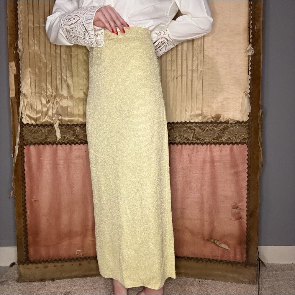 Vintage French Rags Gold Skirt with slit in back